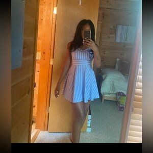Blue and White Mini Dress